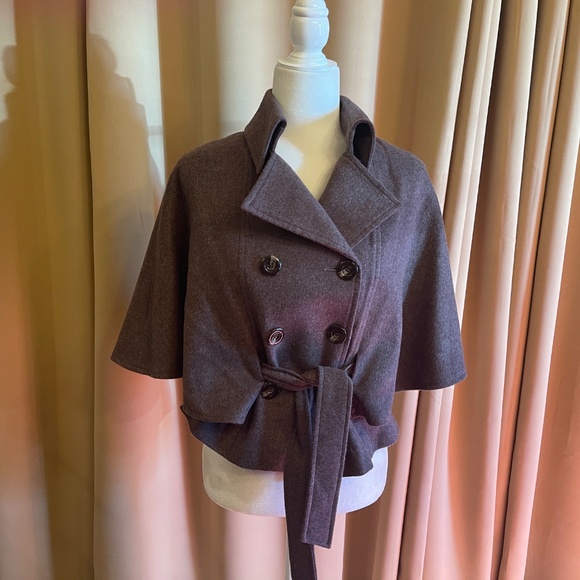 Cashmere Belted Double Breasted Cape Coat, Blazer Size XS - Picture 5 of 11